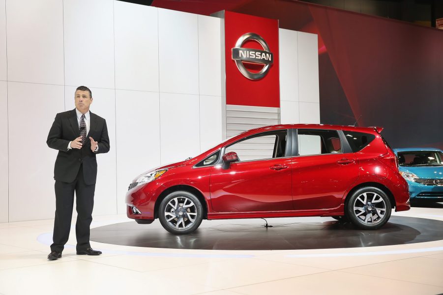 Fred Diaz, Senior Vice President of Nissan sales and marketing, introduces Versa Note SR at the Chicago Auto Show on February 6, 2014