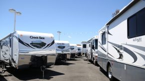 RVs on display at an dealership