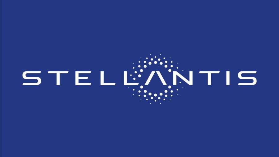 The Stellantis logo is a blue background with the name Stellantis spelled across it. The letter A has a starfield about it.