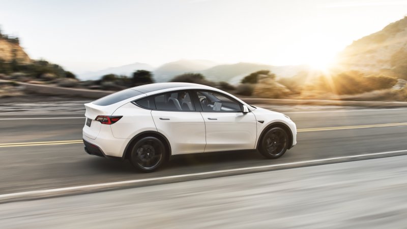 2021 Tesla Model Y driving 