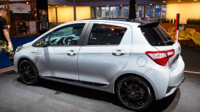 Toyota Yaris GR hybrid compact city car on display at Brussels Expo