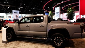 A Toyota Tacoma on display at an auto show