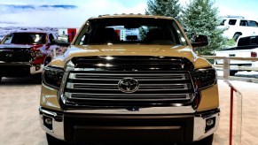 A Toyota Tundra on display at an auto show