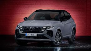 An image of a 2022 Hyundai Tucson N-Line in a digital studio.