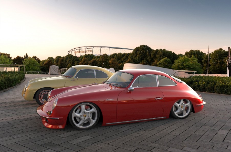 Modern interpretation of 356 Porsche in red