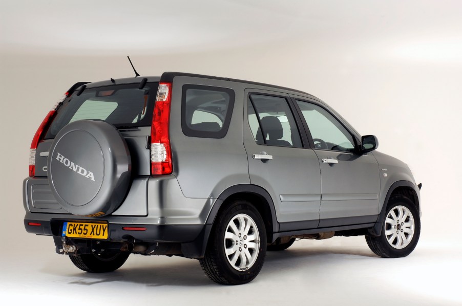 A parked silver 2005 Honda CR-V