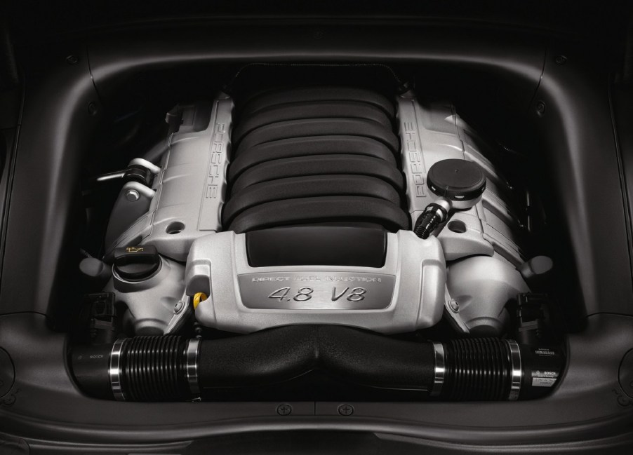 The 2008 Porsche Cayenne's 4.8-liter V8 engine