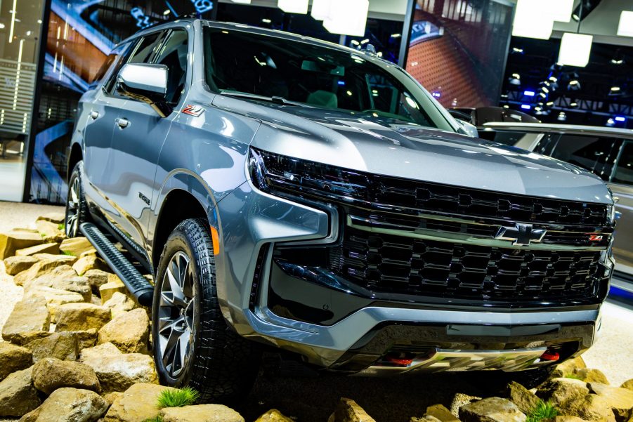 A Chevrolet Suburban SUV is on display during the 3rd China International Import Expo (CIIE) at the National Exhibition and Convention Center