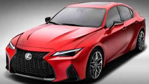 A red 2022 Lexus IS 500 F Sport Performance sedan