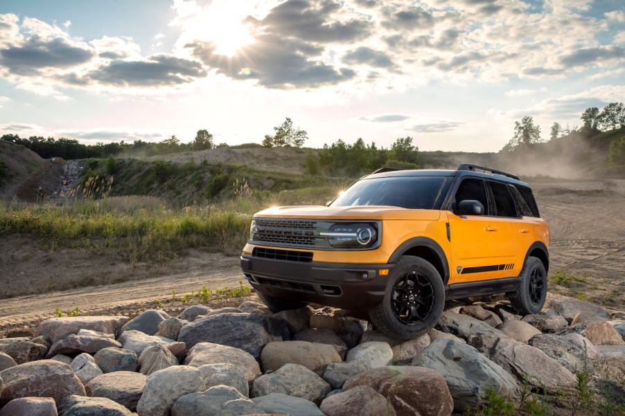 The all-new Bronco Sport First Edition series in Cyber Orange Metallic Tri-Coat