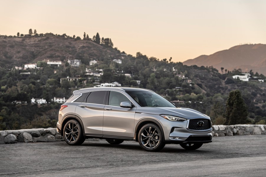 An image of a 2021 Infiniti QX50 parked outside.