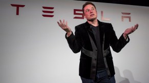 Elon Musk, chairman and chief executive officer of Tesla Motors, speaks during a press conference prior to unveiling the Model X SUV during an event in Fremont, California, on September 29, 2015.