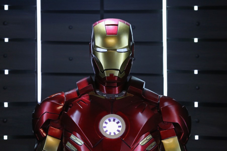 An image of an Iron Man suit in a museum.