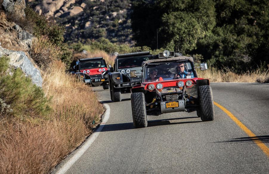 several Glickenhaus Boots on winding road