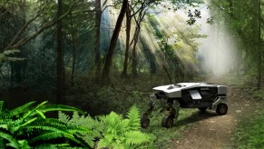 Hyundai TIGER autonomous robot concept shown traveling through heavy forrest