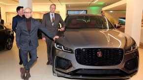 Uwe Dinnebier, Juergen Vogel, Jan-Kas van der Stelt, General Manager Jaguar Land Rover Germany during the premiere of the Jaguar SUV F-PACE and the reopening of the Jaguar Land Rover flagship store