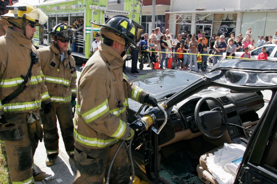 Jaws of life in fireman's hands