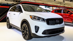 A Kia Sorento on display at an auto show