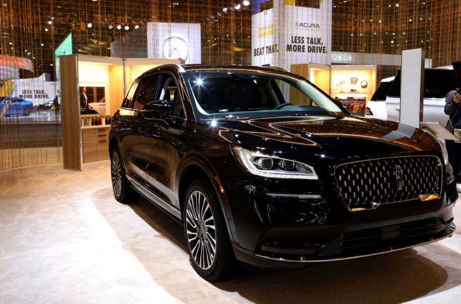 A Lincoln Corsair on display at an auto show