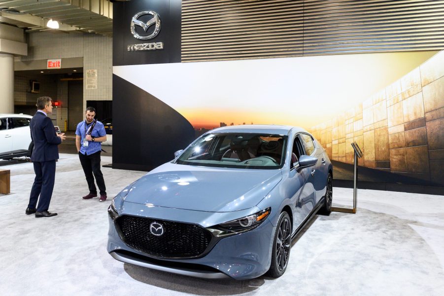 Mazda3 seen at the New York International Auto Show at the Jacob K. Javits Convention Center