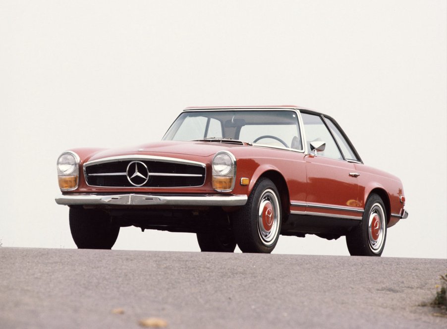 An image of a Mercedes-Benz 230 SL parked outdoors.