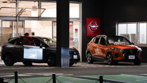 Nissan SUVs on display at a dealership