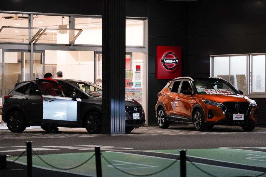 Nissan SUVs on display at a dealership