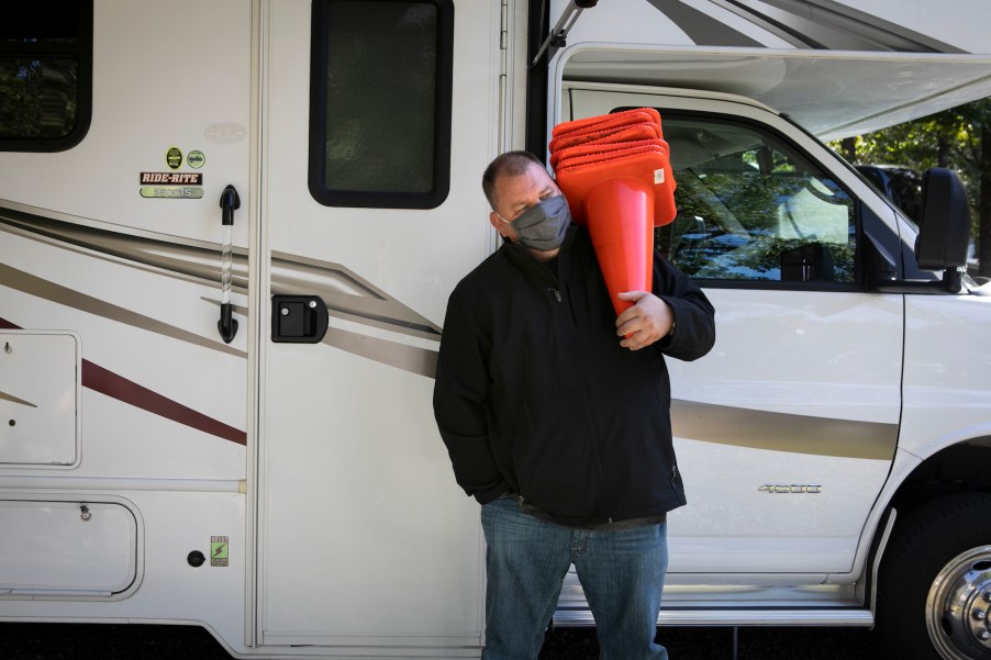 RV instructor Freddie Heller teaches Washington Post travel writer Andrea Sachs about her rented RV Saturday, September 19, 2020, at a KOA campground in Fredericksburg, Virginia.