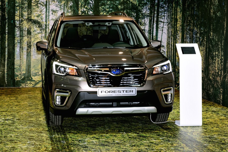 A Subaru Forester on display at an auto show