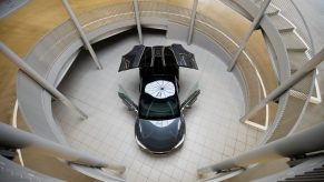 A Tesla Model X is on display in the new Tesla Service Center.