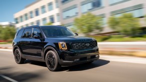 A black 2021 Kia Telluride with the Nightfall edition