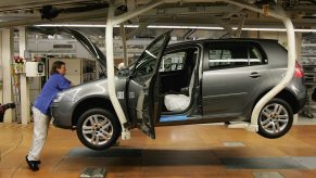 A Volkswagen Golf being assembled