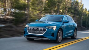 2019 Audi Etron front shot parked outside.