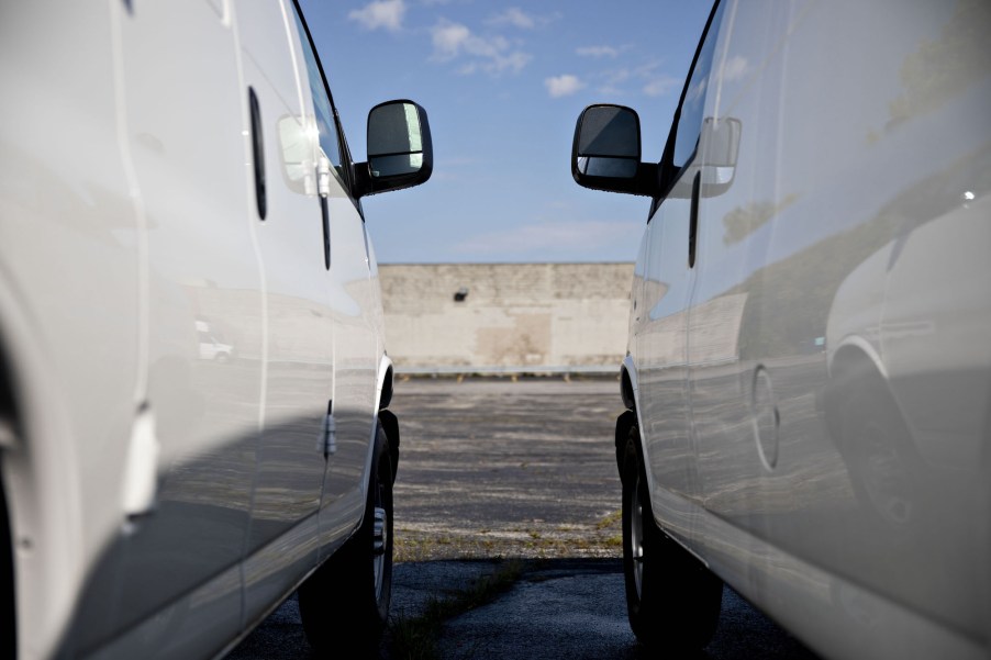 2019 Chevrolet Express work vans are displayed at a car dealership in Tinley Park, Illinois, U.S., on Monday, Sept. 30, 2019