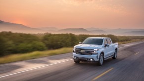 The 2021 Chevy Silverado driving