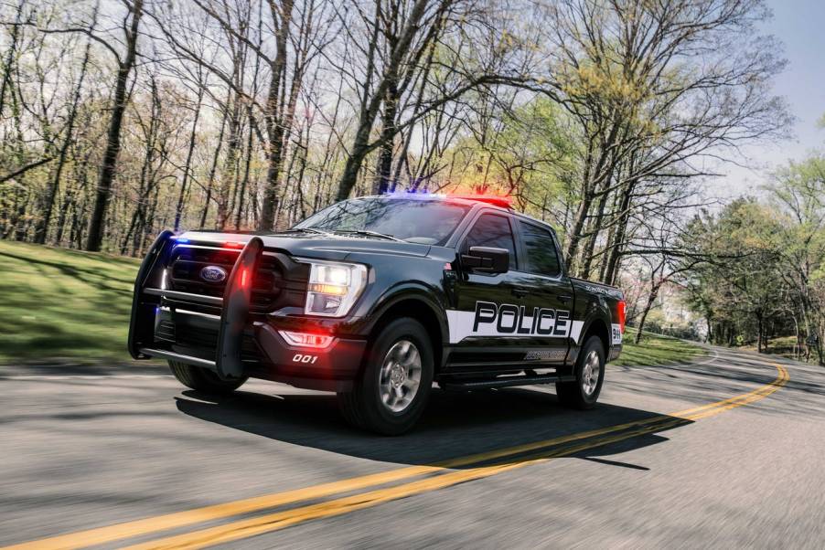 2021 Ford F-150 Police Pursuit with lights flashing