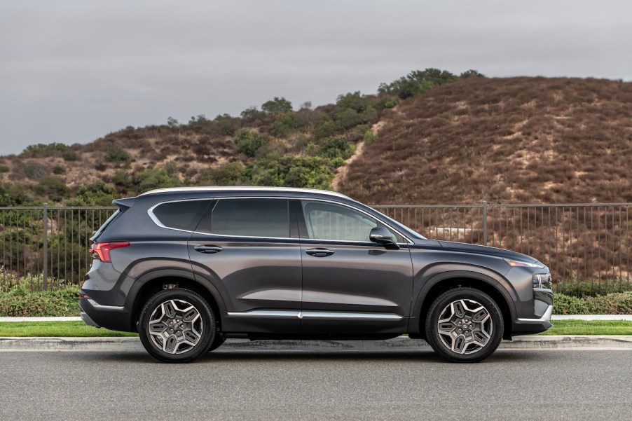 2021 Hyundai Santa Fe parked next to a curb