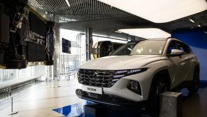 A Hyundai Motor Co. Tucson sport utility vehicle (SUV) at the company's Motorstudio showroom in Seoul, South Korea