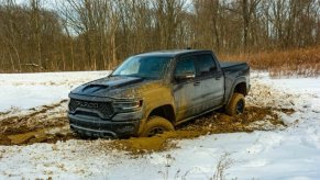 The 2021 Ram 1500 TRX stuck in mud