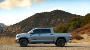 2021 Toyota Tundra parked in front of a mountain