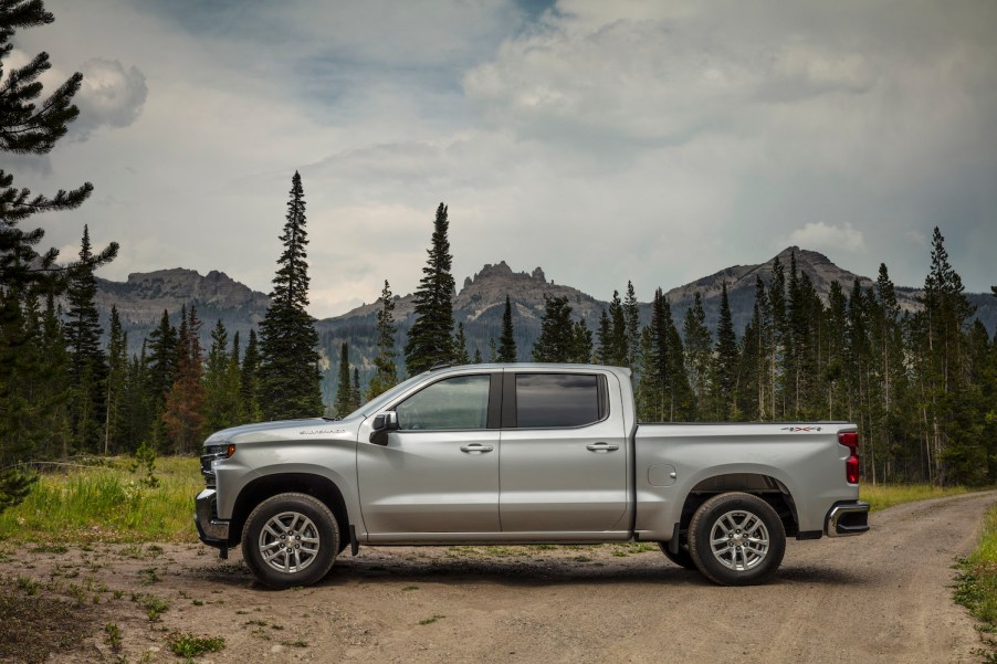 The Chevy Silverado parked in the wilderness