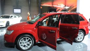 A Dodge Journey is displayed in The 23rd Indonesia International Motor Show