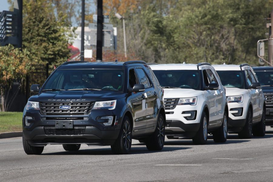 Ford SUV leaving the factory