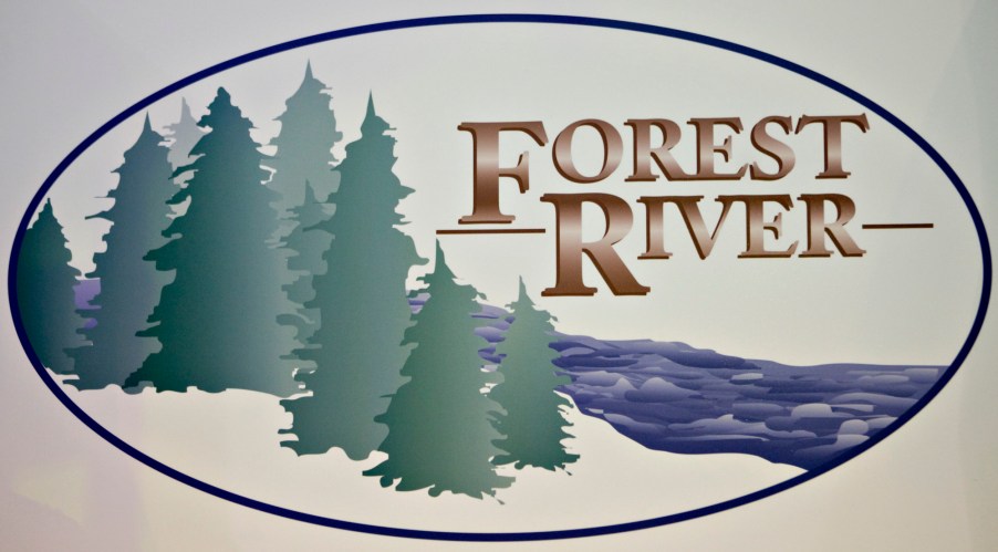 A Forest River logo sits on display on the sidelines of the Berkshire Hathaway annual meeting in Omaha, Nebraska, on Saturday, May 1, 2010.