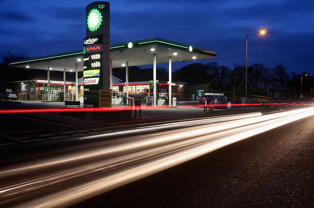 gas station at night