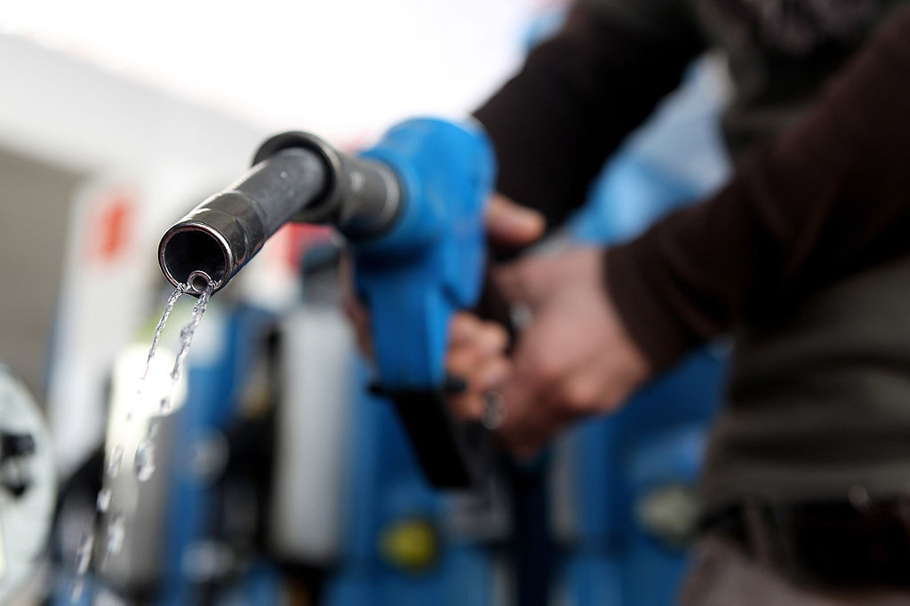 leaking gas nozzle at a gas station