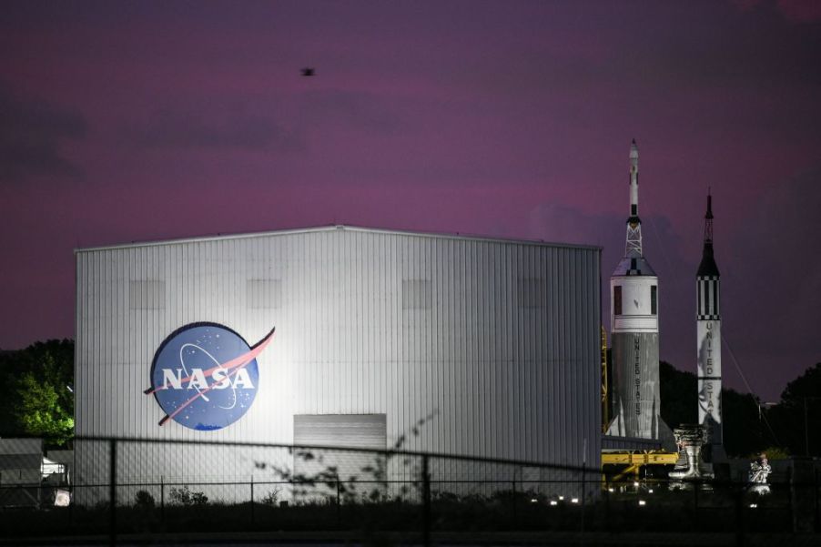 NASA logo visible on the wall of the Houston Space Center