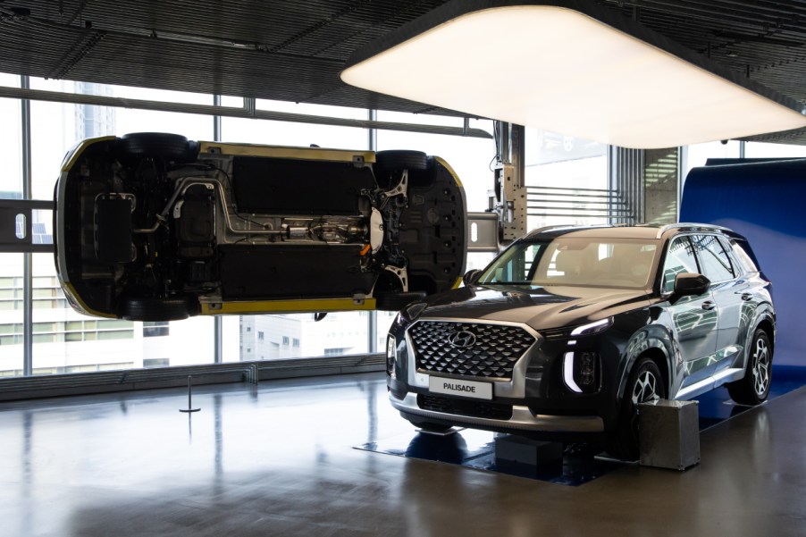 A Hyundai Palisade on display in a showroom