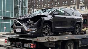 A Damaged GMC Terrain after falling for the second story