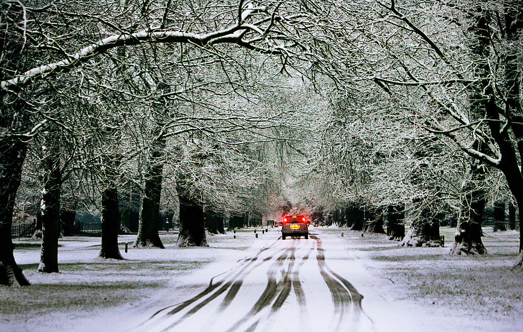 icy snow covered road